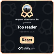 daily.dev Top reader badge, React, September 2026